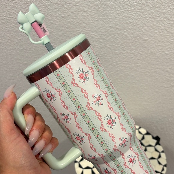 Floral Mint Travel Mug - Picture 3 of 5